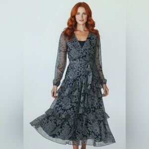 Ralph Lauren Blue Silk Paisley 2 Piece Skirt Set Large 12 Easter Vacation Luxury